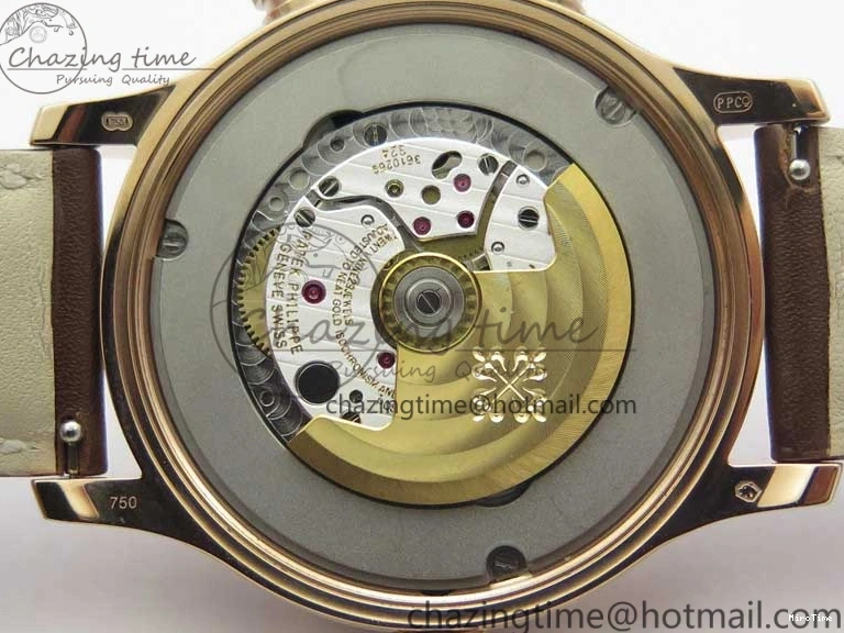 MIROTIME 0423 Calatrava 5524R Pilot Travel Time RG GRF Brown Dial on Brown Leather Strap MIYOTA TopPick 7155